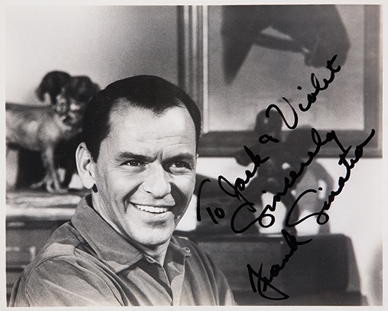 Appraisal: ENTERTAINERS SINATRA FRANK Photograph Signed and Inscribed To Jack Violet