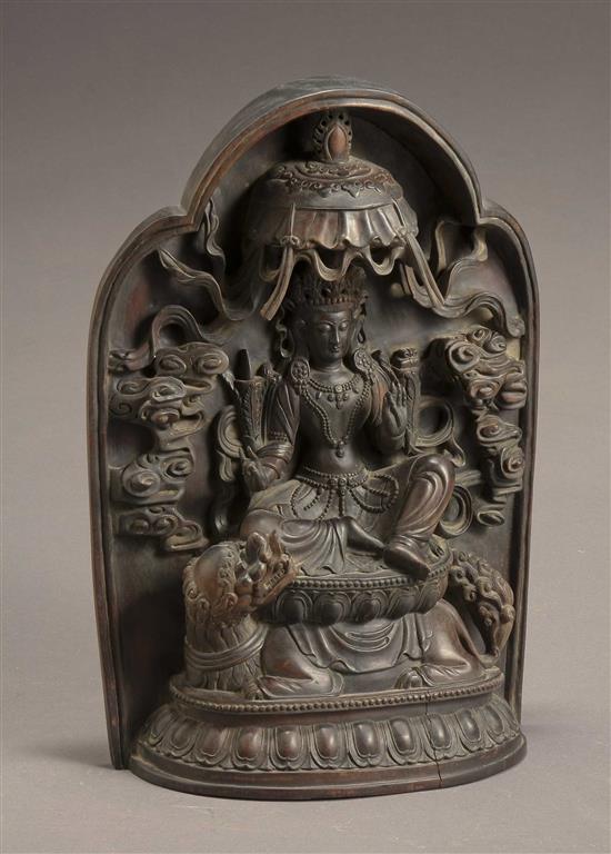 Appraisal: Lot Property of Various Owners Sino-Tibetan Hardwood Shrine of Guanyin