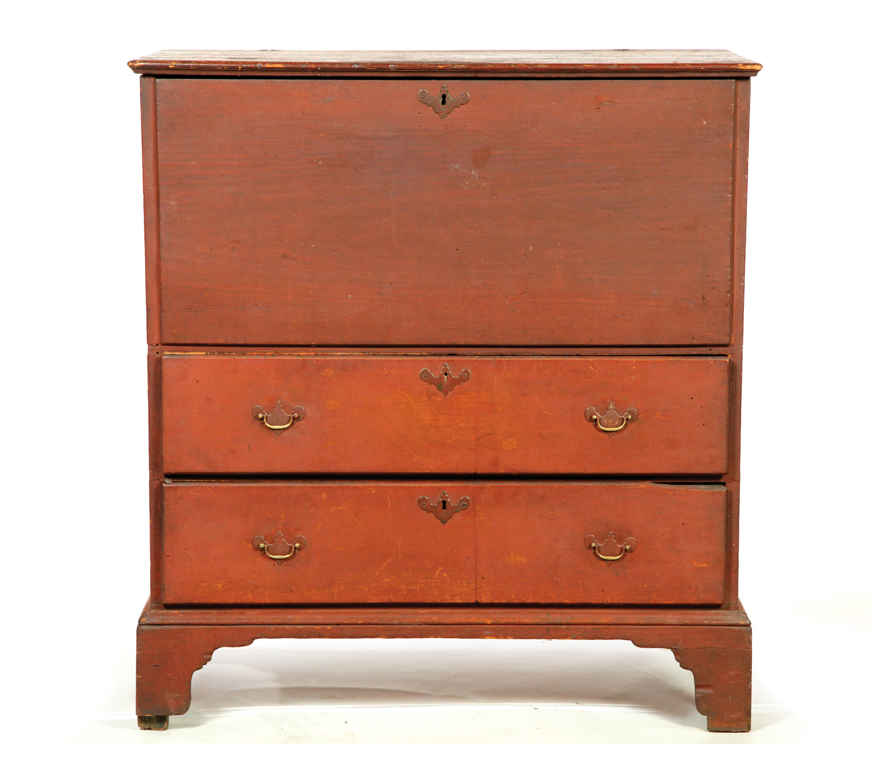 Appraisal: NEW ENGLAND CHIPPENDALE MULE CHEST Late th-early th century pine