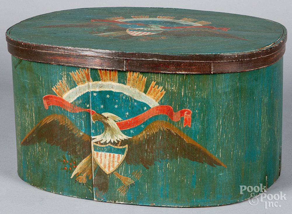 Appraisal: Painted bentwood box th c Painted bentwood box th c