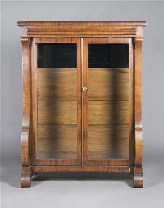 Appraisal: An American Empire Veneered Vitrine Cabinet Height x width x