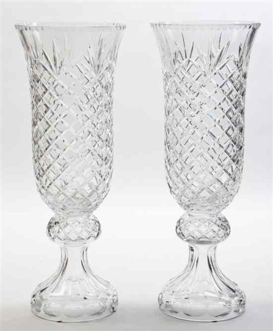 Appraisal: A Pair of Cut Glass Vases of baluster form with