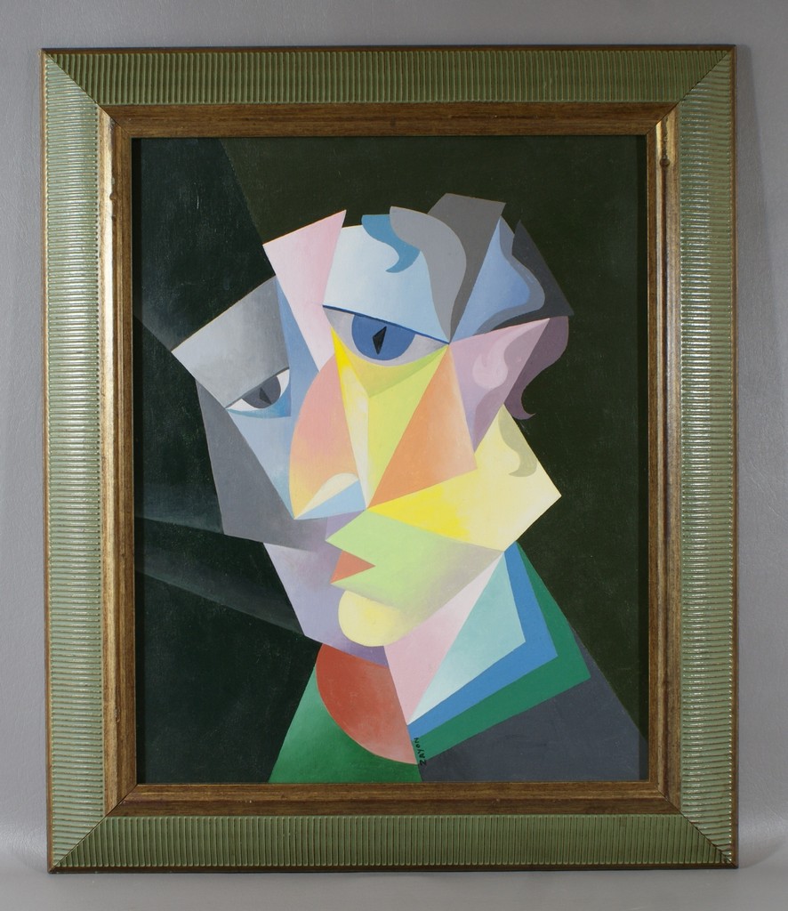 Appraisal: Seymour Zayon American acrylic on canvas board Geometric Portrait of