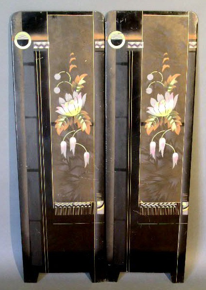 Appraisal: Wiener Werkstatte metal two-part fire screen with floral and Art