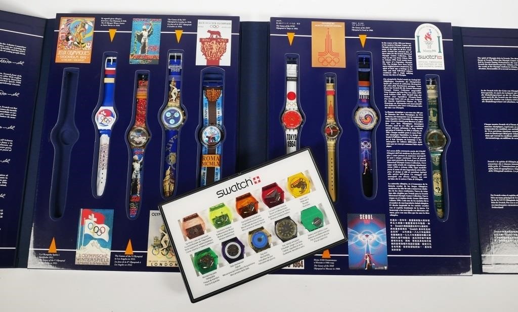 Appraisal: Swatch display and Olympics set missing one watch Provenance From