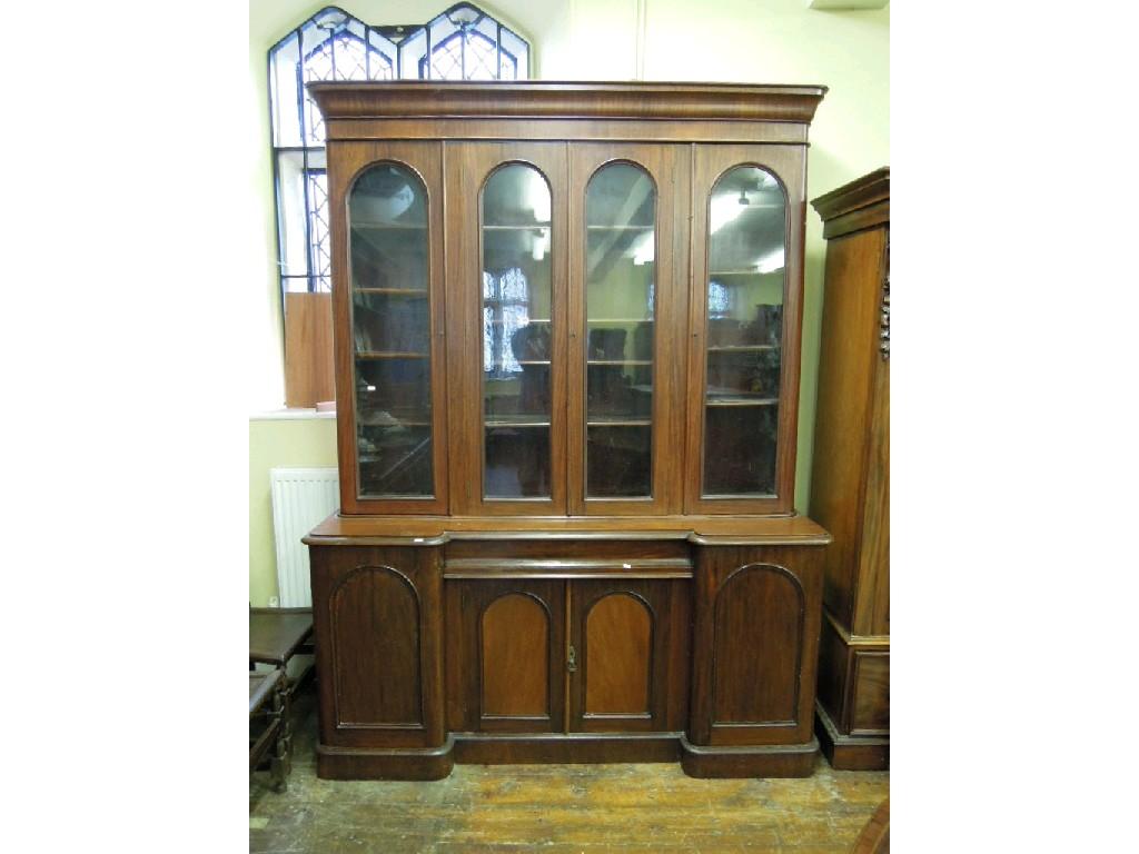 Appraisal: A Victorian mahogany library bookcase the upper recessed bookcase section