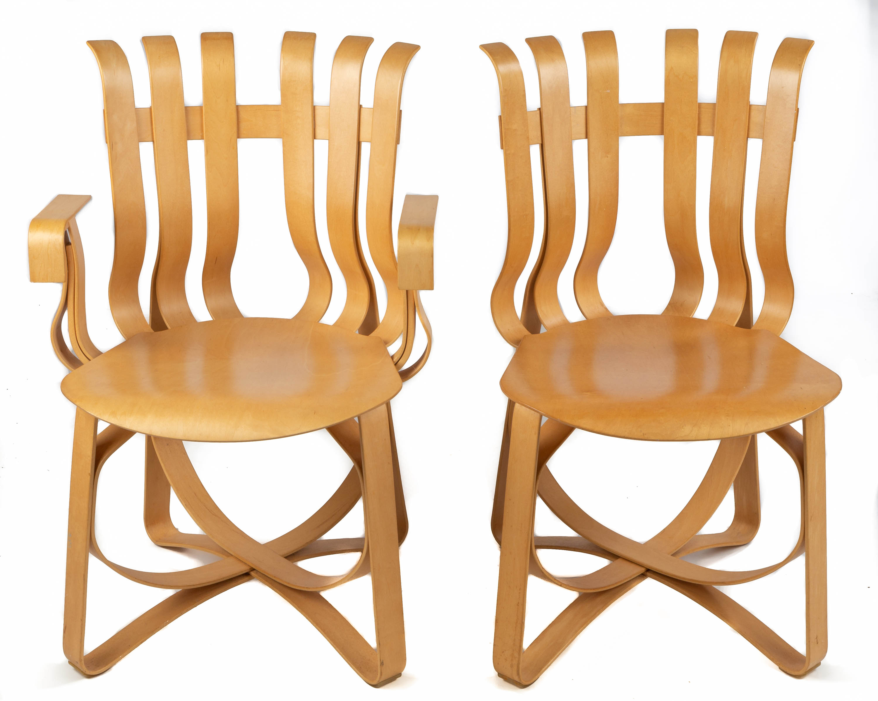 Appraisal: PAIR OF FRANK GEHRY FOR KNOLL HAT TRICK CHAIRS Signed