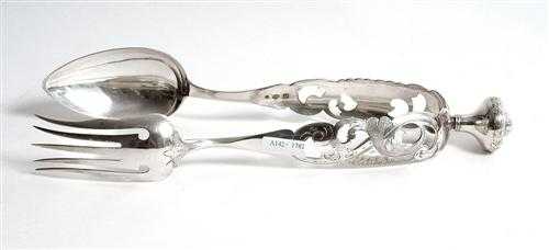 Appraisal: SERVING TONGS Holland Decorated with openwork and scrolls L cm