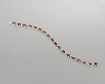 Appraisal: A Ladies' Amethyst and Diamond Bracelet k yellow gold bracelet