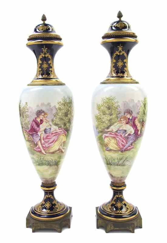 Appraisal: A Pair of Sevres Style Porcelain and Gilt Bronze Mounted