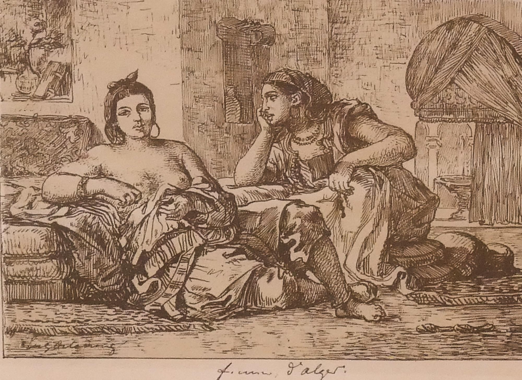 Appraisal: Eugene Delacroix 'Femmes d'Alger' Lithograph Framed- x ''