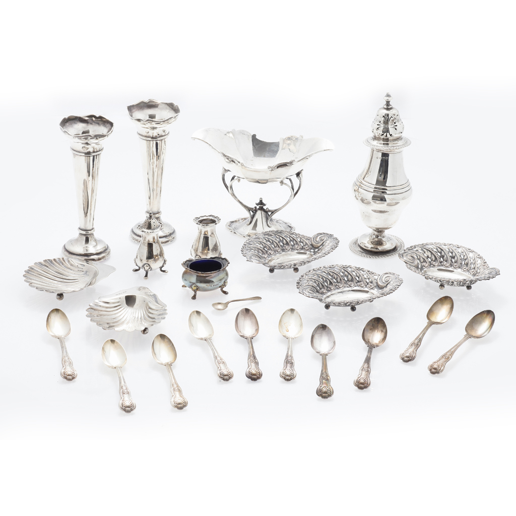 Appraisal: A collection of silver to include a tazza George Edward