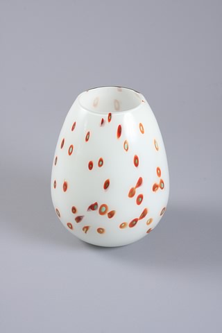 Appraisal: Opaque glass vase with irregular murrine design Unsigned with Murano