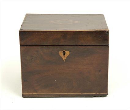 Appraisal: George III Inlaid Mahogany Tea Caddy x x in