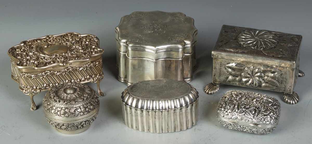 Appraisal: Group of Covered Sterling Silver Boxes Group of Covered Silver