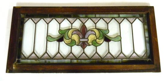 Appraisal: Art Nouveau style stained glass window panel framed glass pieces