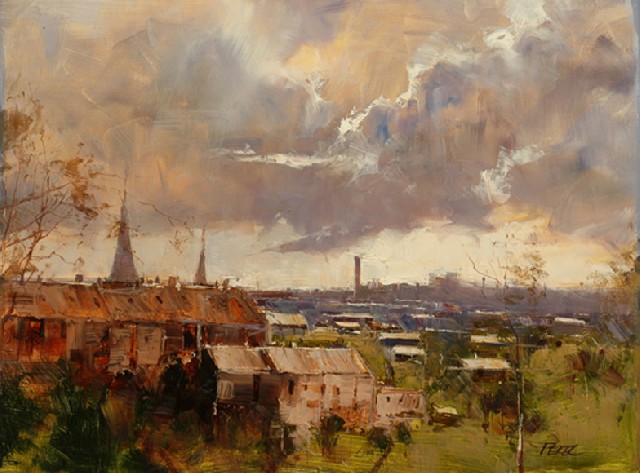 Appraisal: Herman Pekel born Melbourne Skyline oil on board signed 'Pekel'