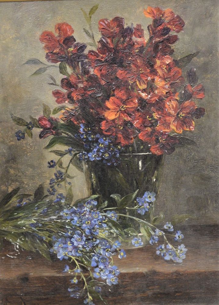 Appraisal: William Hughes British - still life with red and blue