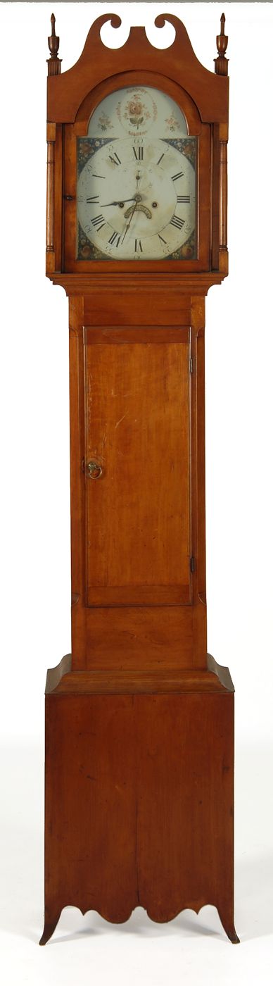 Appraisal: ANTIQUE AMERICAN TALL CLOCK Connecticut Circa In cherry Bonnet with