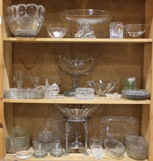 Appraisal: lot of Three shelves of crystal and glass table articles