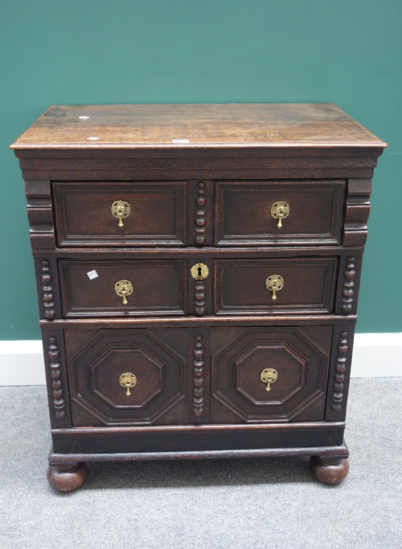 Appraisal: A th century and later small oak chest of three