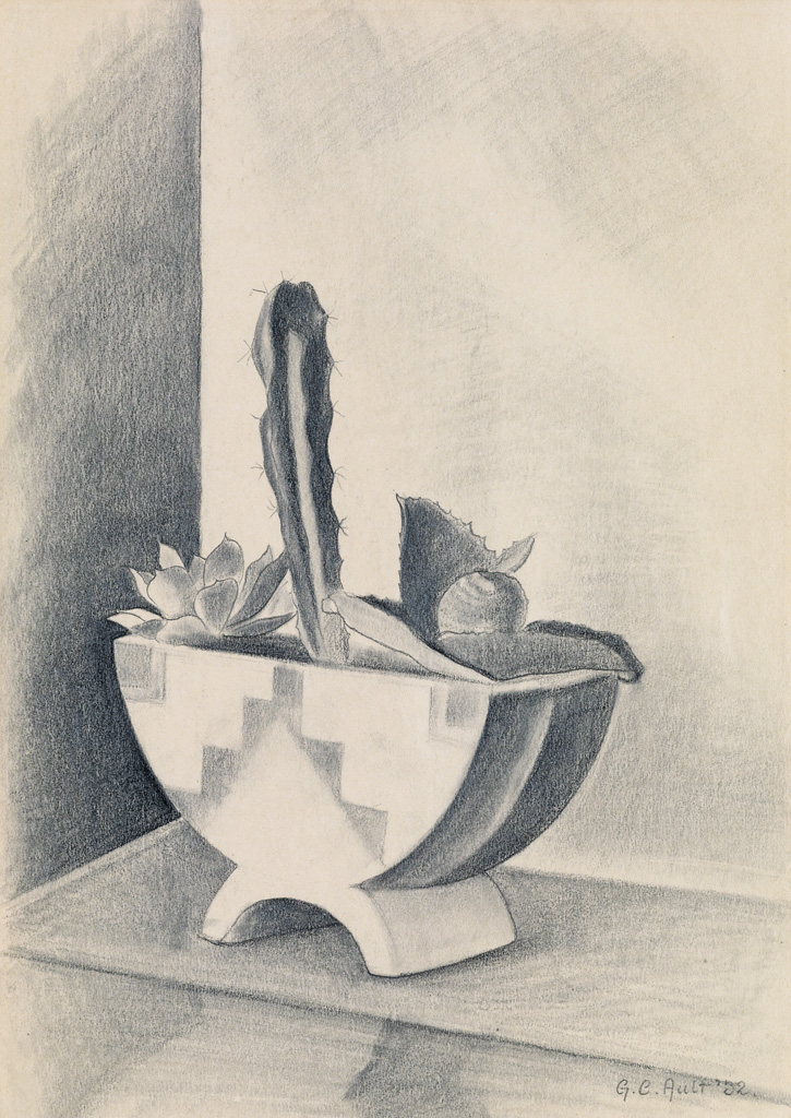 Appraisal: GEORGE AULT Cactus Plant Pencil on cream wove paper x