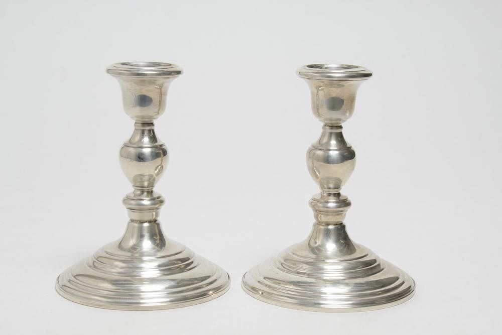 Appraisal: Cartier Sterling Silver Candlesticks Weighted Cartier weighted sterling silver candlesticks