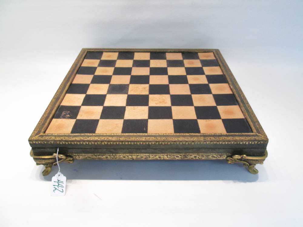 Appraisal: FOOTED CHESS AND CHECKER GAME BOARD SET with Renaissance style