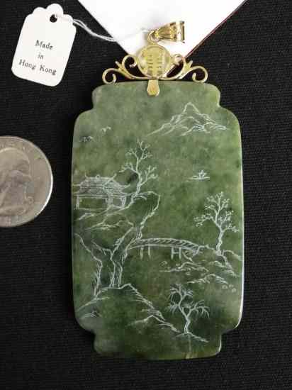 Appraisal: Asian jade pendent mounted in Karat gold