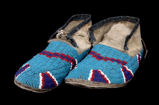 Appraisal: Sale Lot A Pair of Beaded Northern Plains Moccasins Length