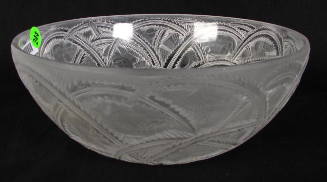 Appraisal: Lalique Crystal France Pinsons Bowl with bird and leaf motif