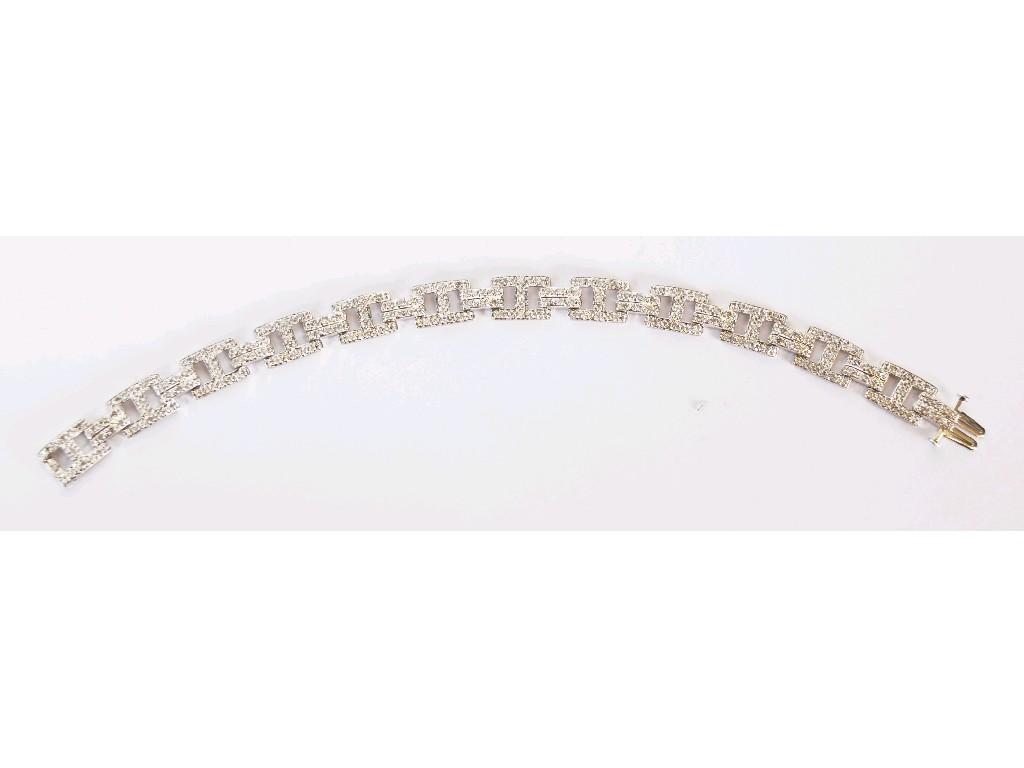 Appraisal: ct WHITE GOLD AND DIAMOND BRACELET with 'H' pattern links