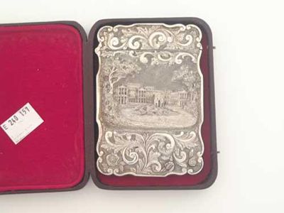 Appraisal: A rare Victorian embossed 'castletop' card case with a view