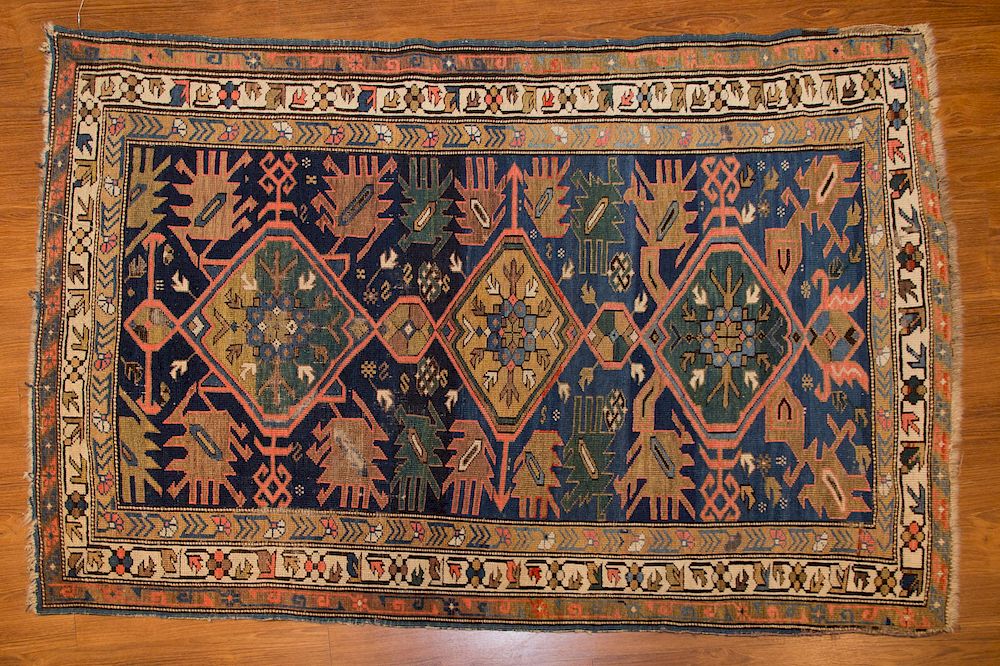 Appraisal: Antique Kuba Rug approx x Caucasus circa Condition Worn sides