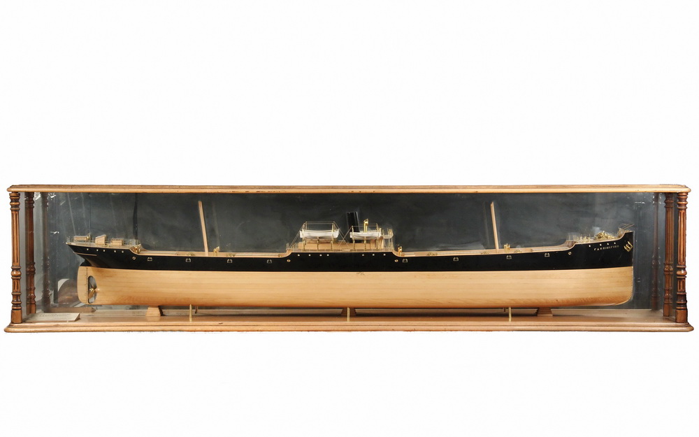 Appraisal: WALL-MOUNT CASED BUILDER'S BOAT MODEL - Fully Finished Half Hull