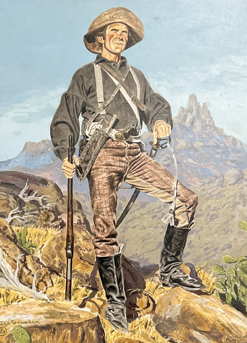 Appraisal: Joe Ruiz GrandeeAmerican - Untitled Cowboy on the Frontier oil