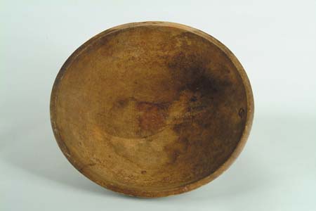 Appraisal: EARLY TURNED WOOD BOWL Remnants of early red paint SIZE