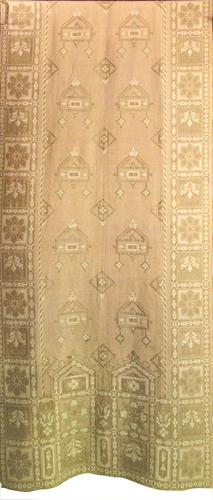 Appraisal: ARTS CRAFTS Silk and cotton portiere with mauve and green