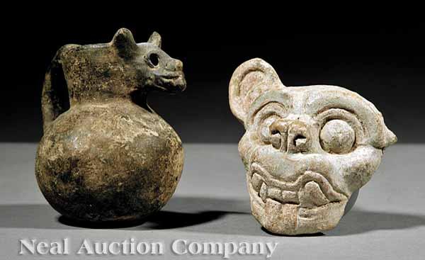 Appraisal: Two Zapotec Earthenware Zoomorphic Objects c - and c -