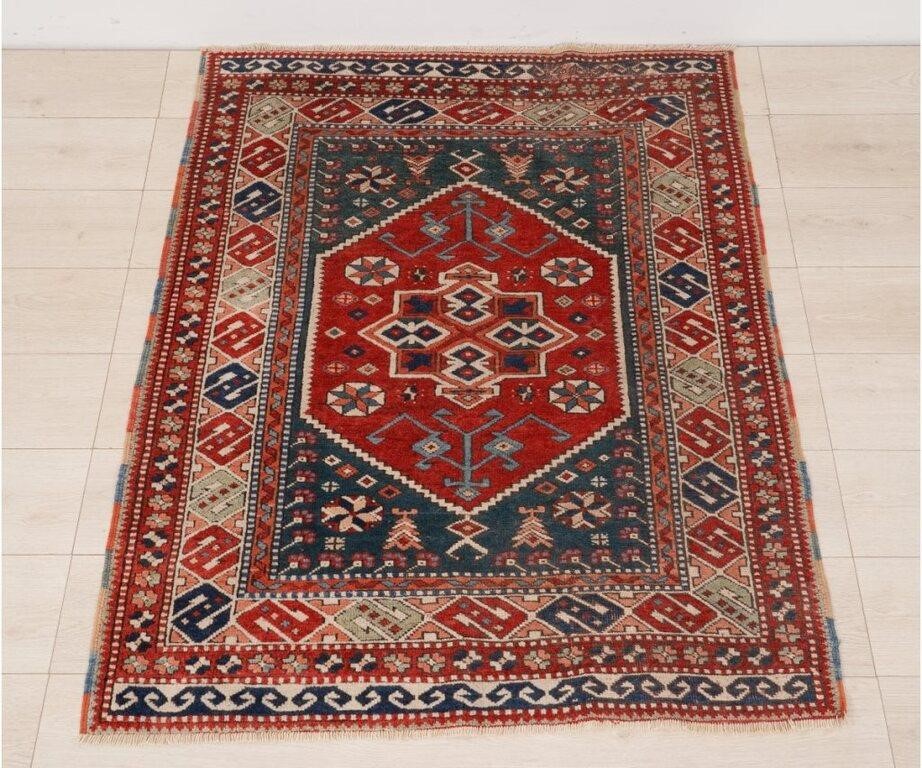 Appraisal: Kazak mat th c with colorful geometric pattern ' x