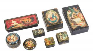 Appraisal: A GROUP OF RUSSIAN LACQUER BOXES FEATURING SCENES FROM FAIRYTALES