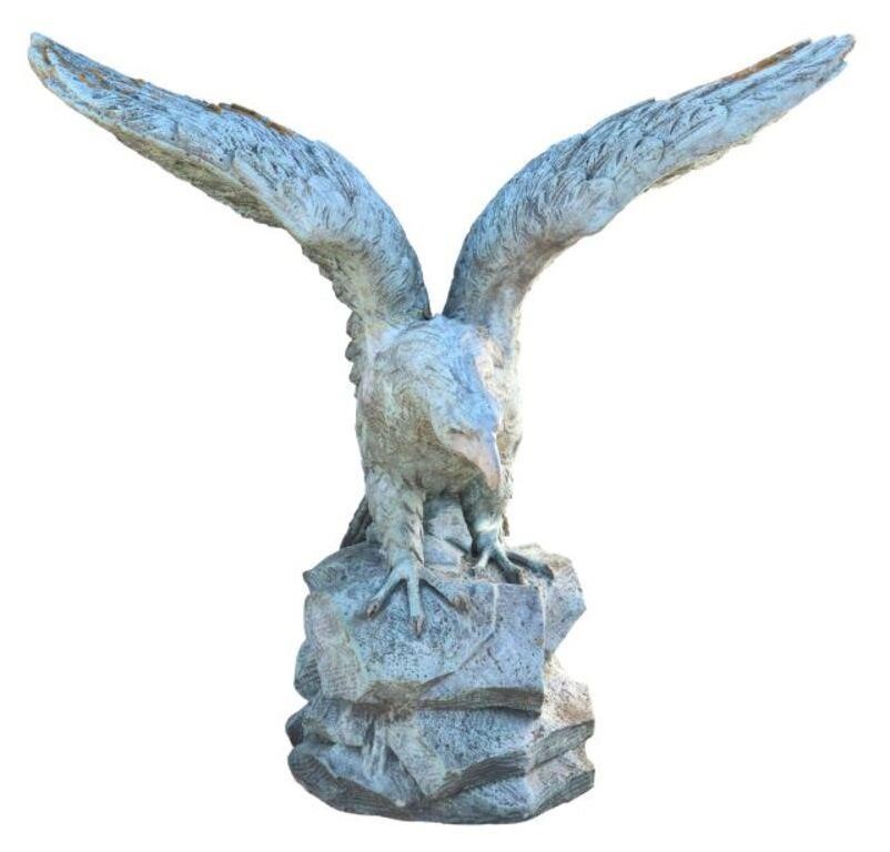 Appraisal: Large cast stone garden statuary Eagle thc the bird in