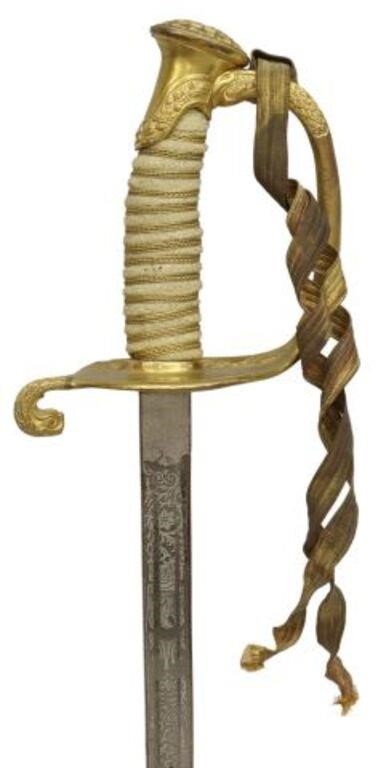 Appraisal: U S Navy Pattern officer sword with scabbard early th