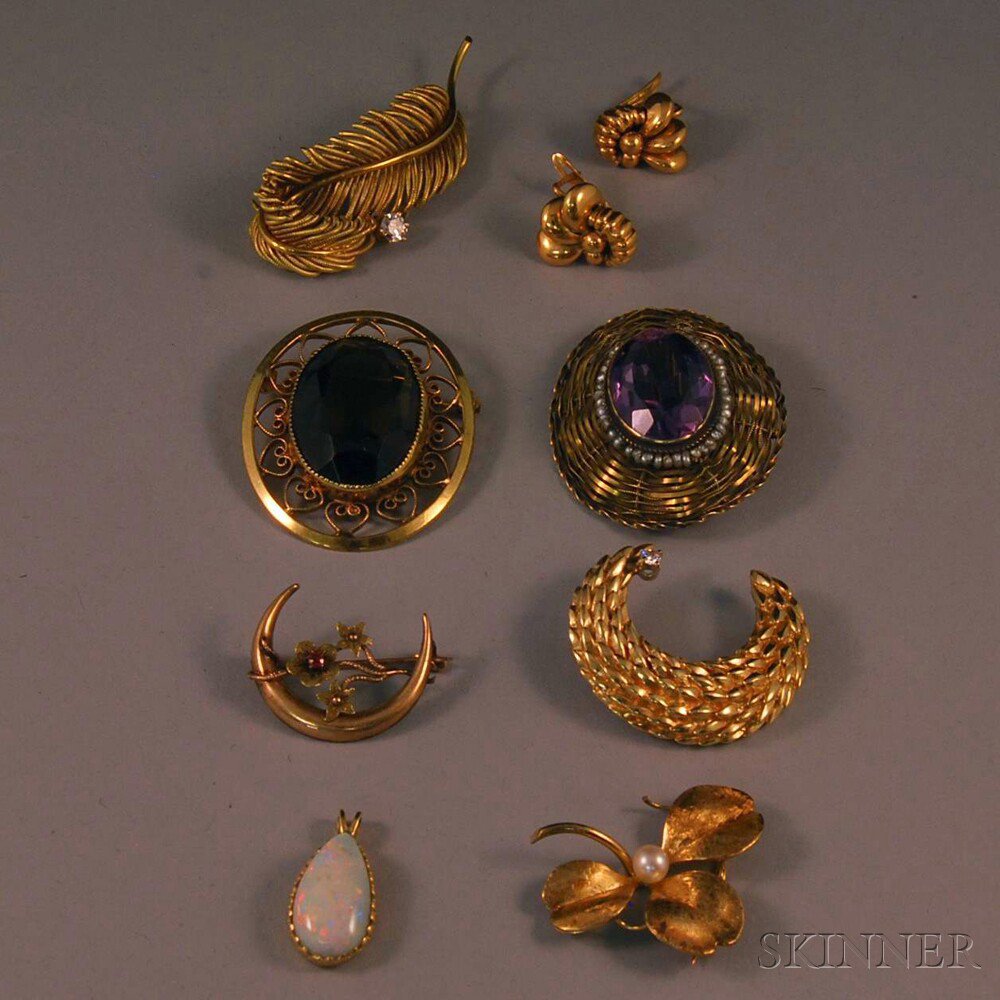 Appraisal: Group of Gold and Gold-filled Jewelry including an kt gold