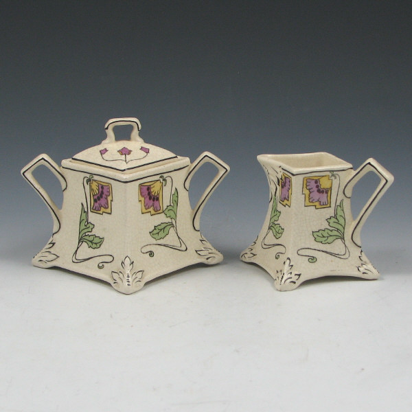 Appraisal: Roseville Persian Creamware lidded sugar and creamer Unmarked Excellent condition