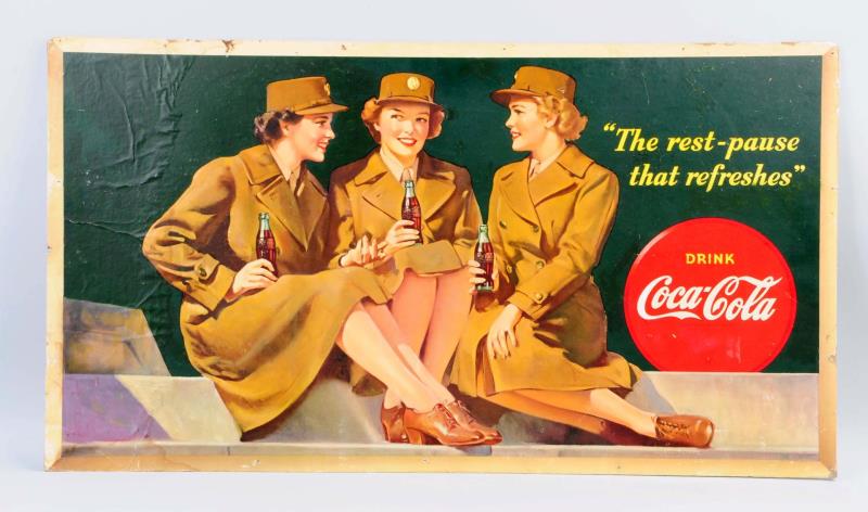 Appraisal: Cardboard Coca - Cola Three Ladies In Uniforms Some ripples