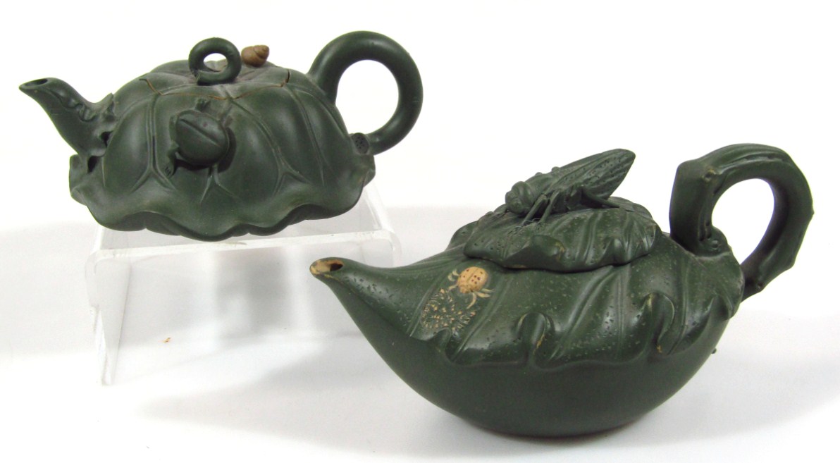 Appraisal: A Chinese matt porcelain teapot of compressed circular outline with