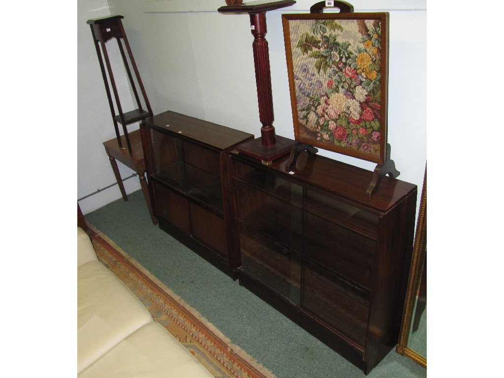 Appraisal: Lot comprising pair G-plan bookcases firescreen torchere plantstand and an