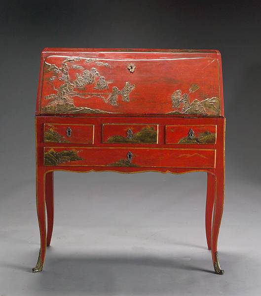 Appraisal: A Louis XV gilt bronze mounted and later scarlet lacquered