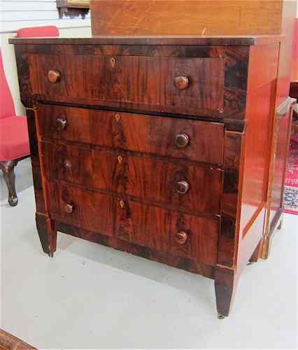 Appraisal: EMPIRE MAHOGANY CHEST OF DRAWERS American mid- th century the